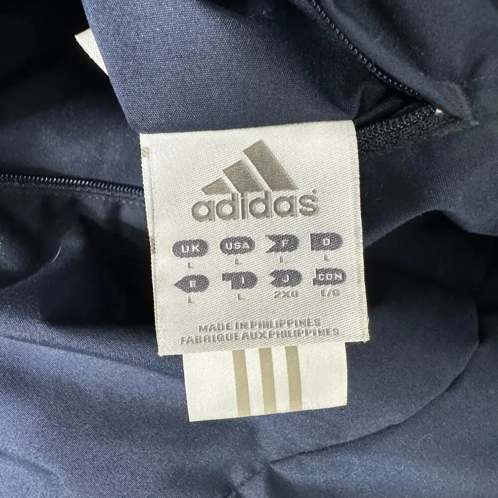 Adidas Vintage 2002 Reversible Puffer Jacket Blue Y2K Oversized Size Large